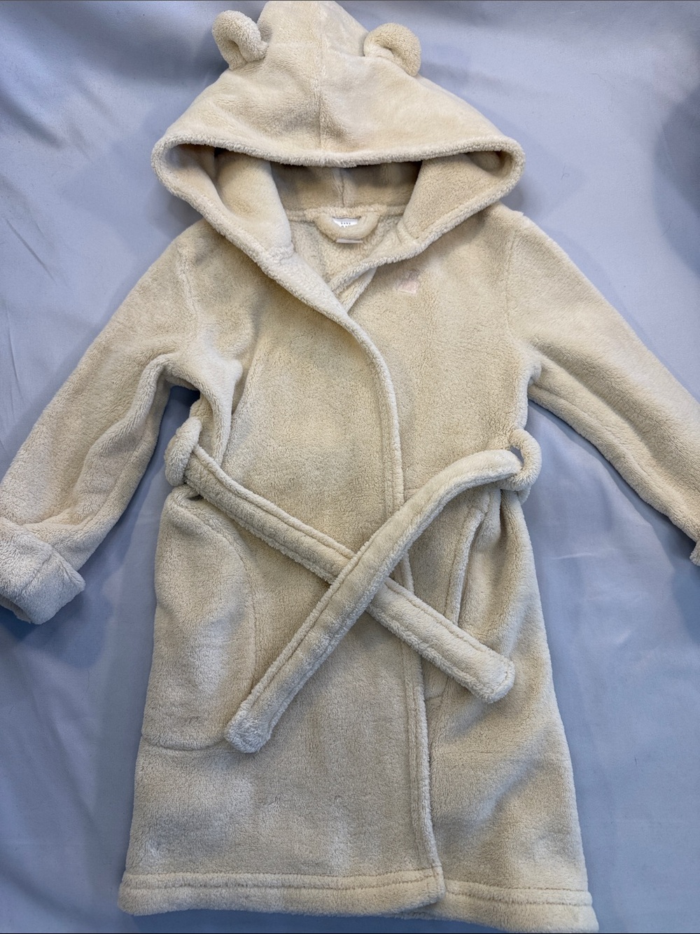 GAP Cream Plush Hooded Kids Robe with Bear Ears